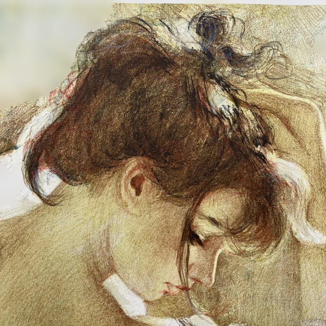 34111010 リトグラフ 版画　外国作家サインあり「髪を結う女性」