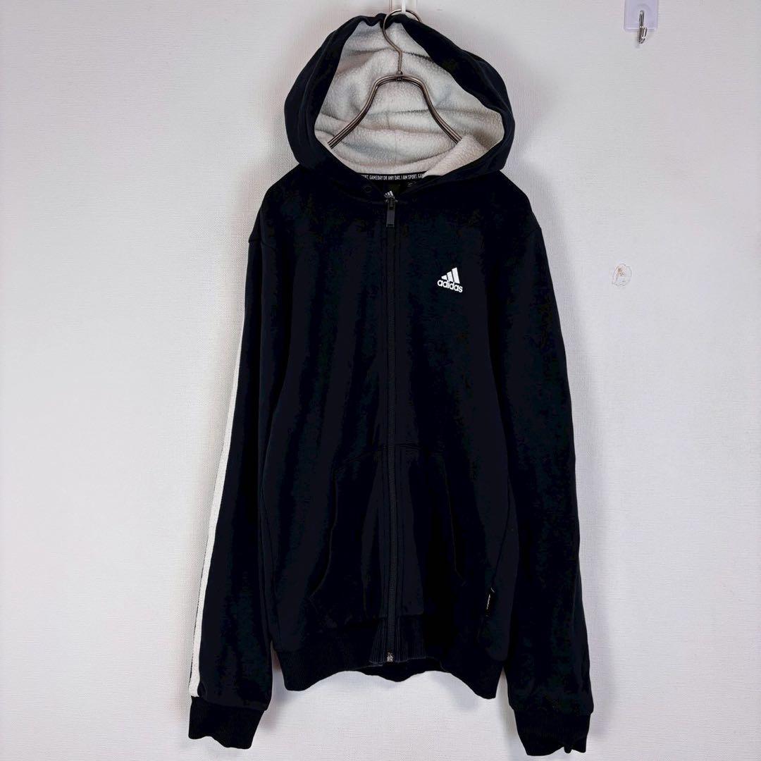 ◆アディダス【M】スウェットフルジップパーカー パンツ セットアップ 刺繍ロゴ