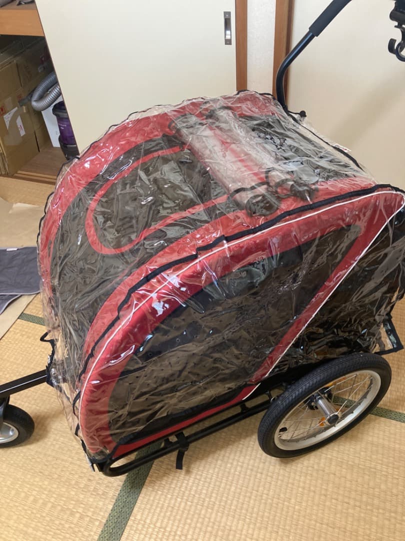 犬用ペットカート 赤 メッシュ窓付き