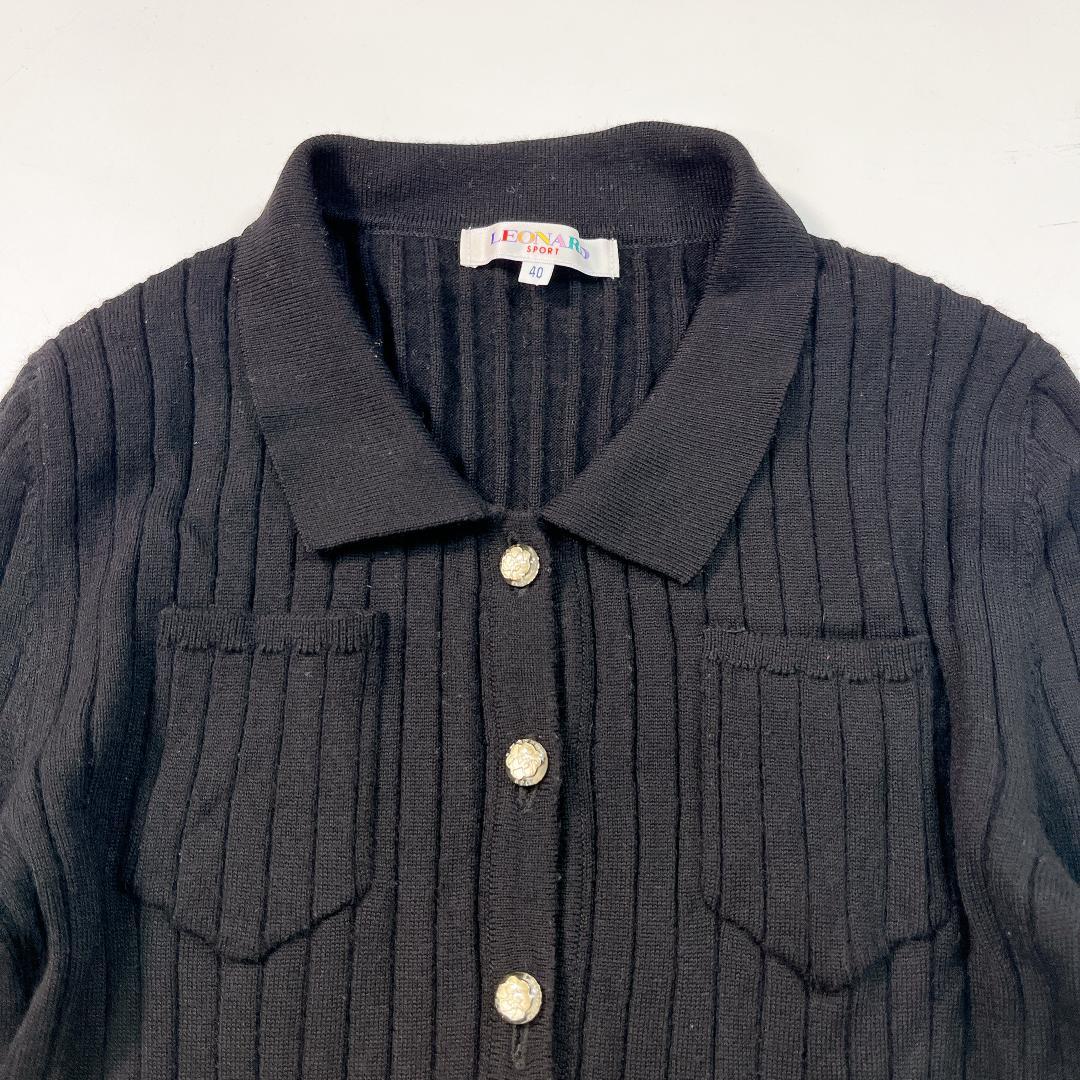 レオナールスポーツ ニット ワンピース 黒 40 L ポロニット