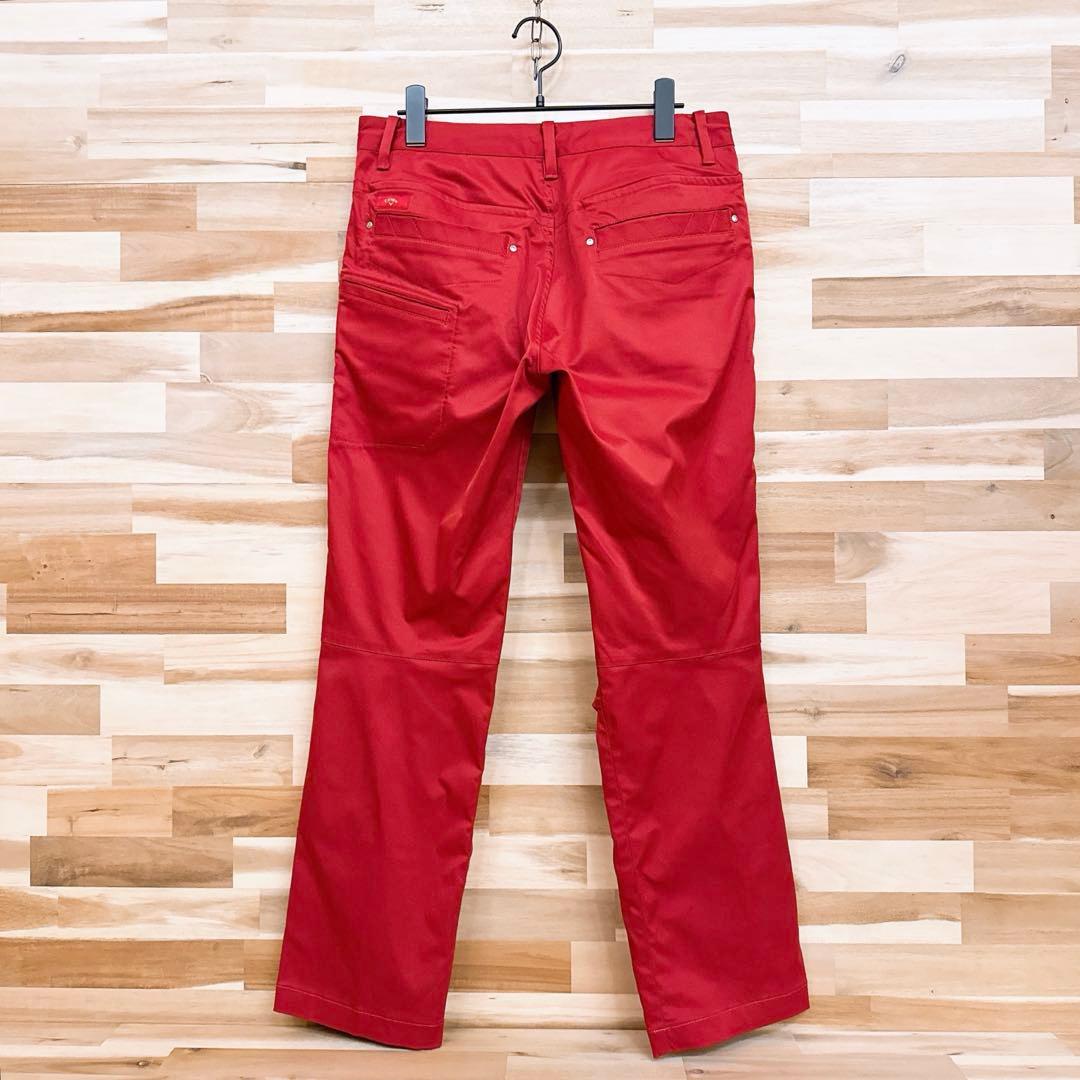 【キャロウェイ】ゴルフ ロング パンツ 6ポケット M 赤レッド×シルバー