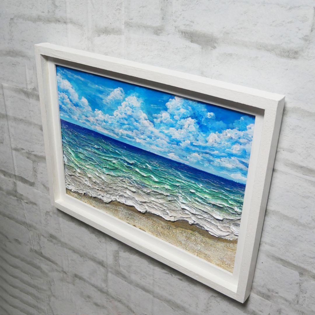 油絵 油彩 油彩画 絵 絵画【夏の砂浜の海】