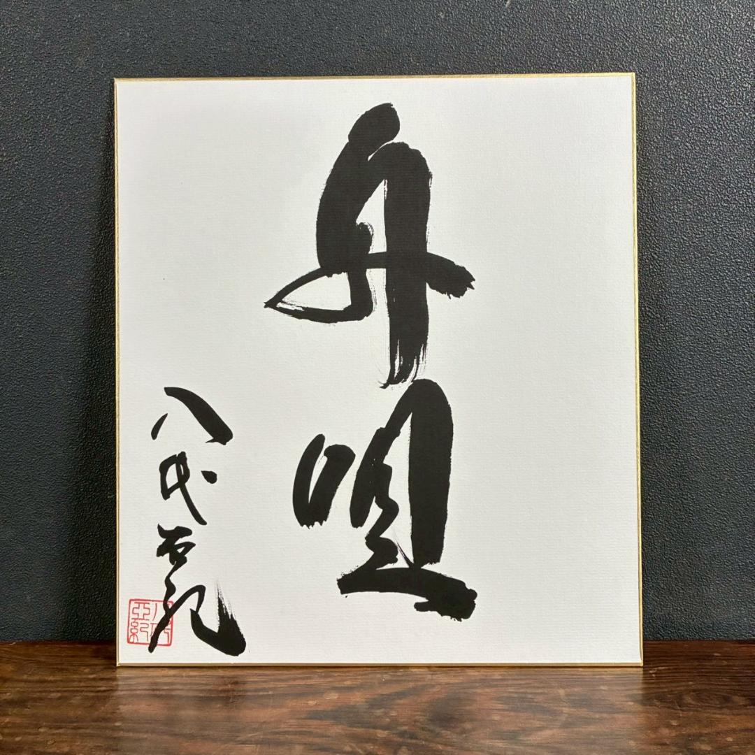 【藤井専用】美品 八代亜紀「舟唄」直筆色紙 サイン・落款有り 額装 歌手 貴重