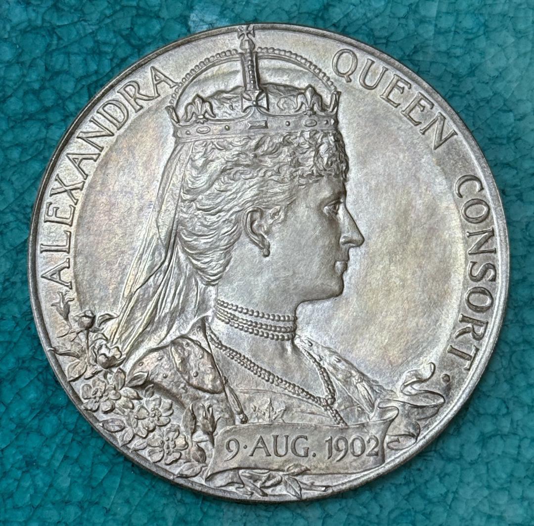 1902 イギリス エドワード アレクサンドラ コロネーション 大型 銀 メダル