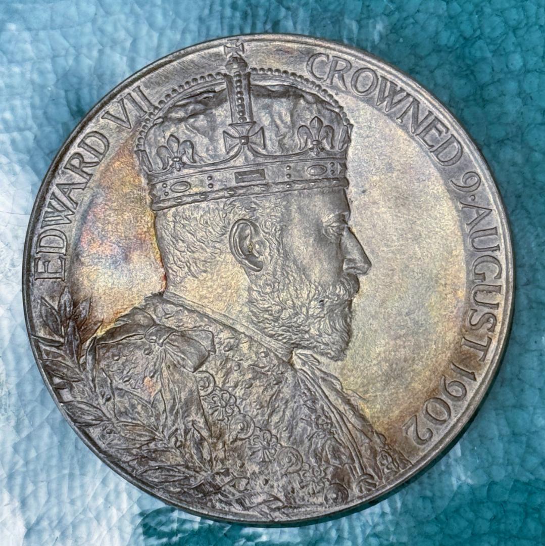 1902 イギリス エドワード アレクサンドラ コロネーション 大型 銀 メダル