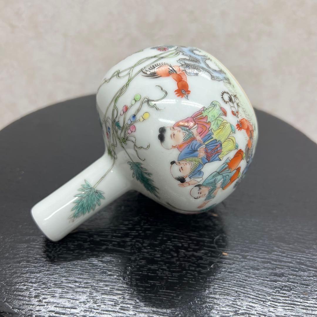 中国清朝人物紋長頸瓶骨董　唐物　アンティーク古美術品骨董　景徳鎮陶磁器青磁　江戸