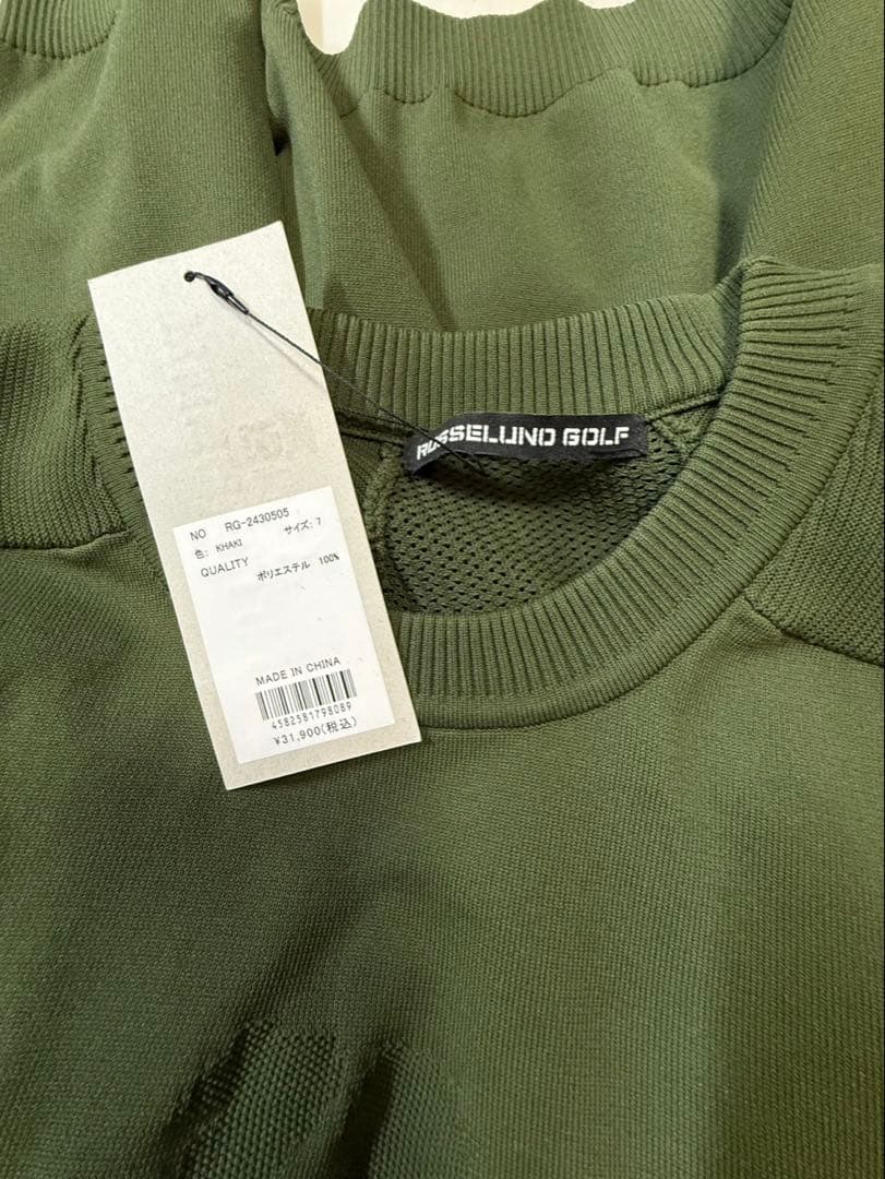 【新品未使用】ラッセルノゴルフ 新作長袖 ニット オリーブ サイズ 7（XXL）