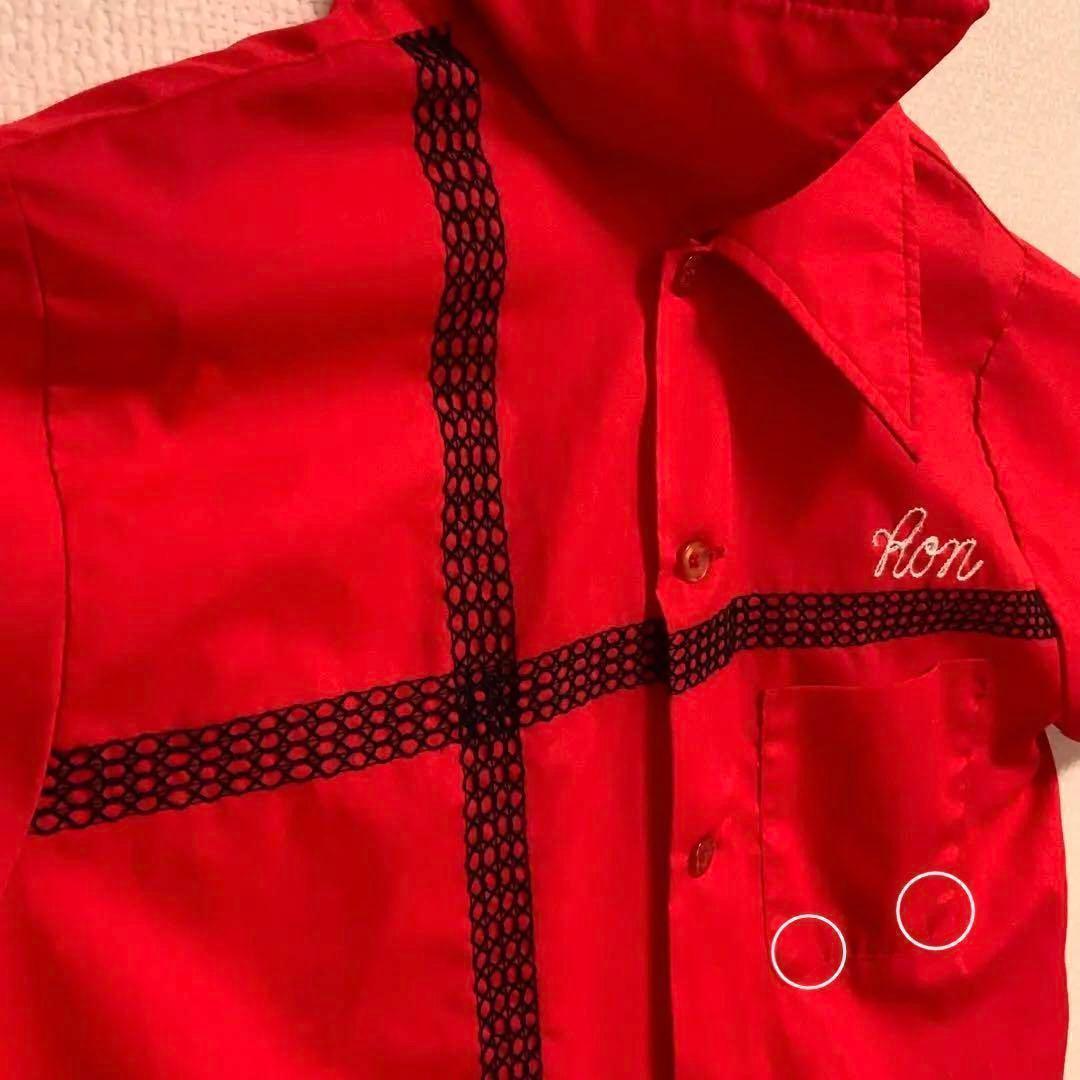 美古着 70s KingLouie　キングルイ　ボーリングシャツ　レッド　Ｌ相当