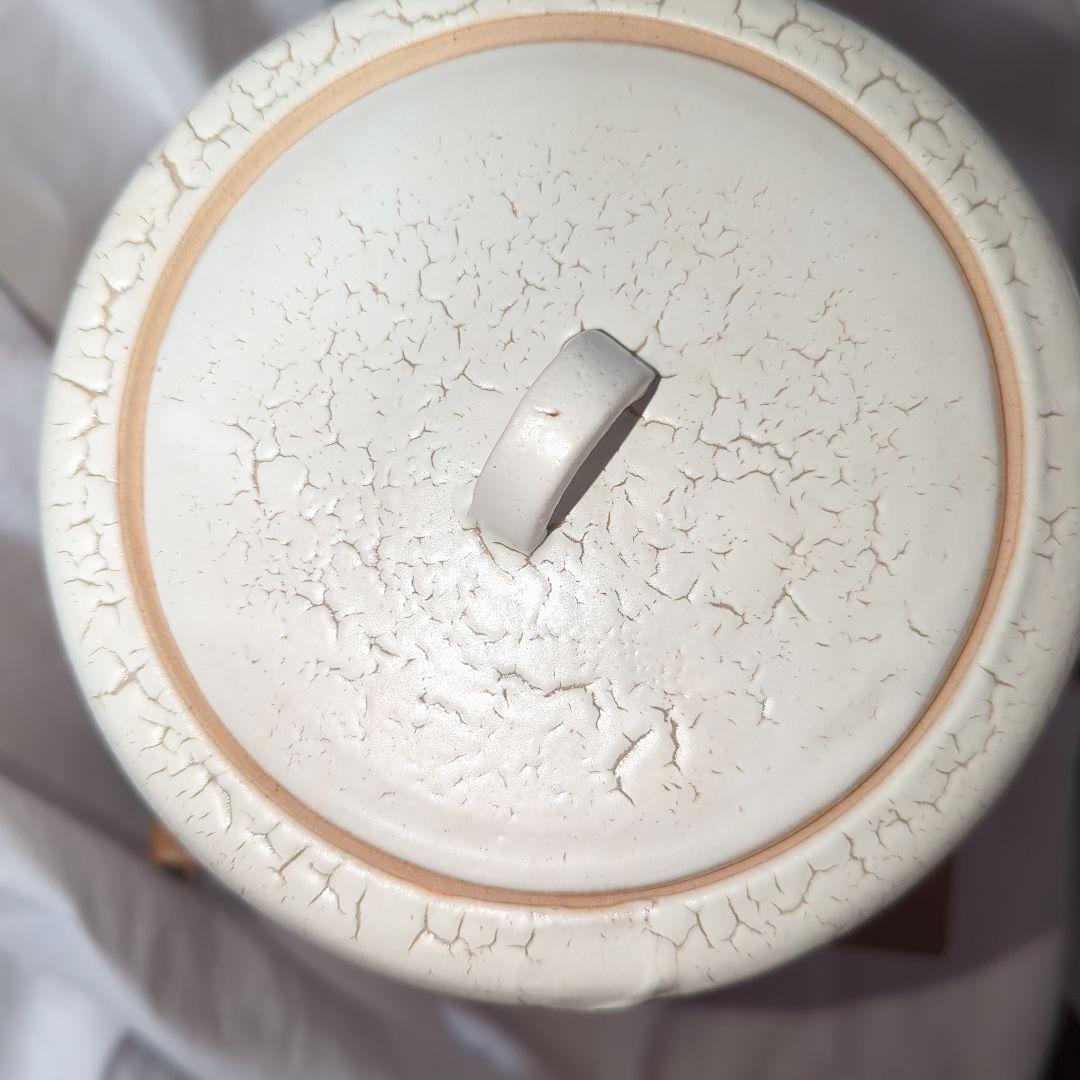 東原窯 羽柴 白色水差し 蓋付き ひび割れ模様