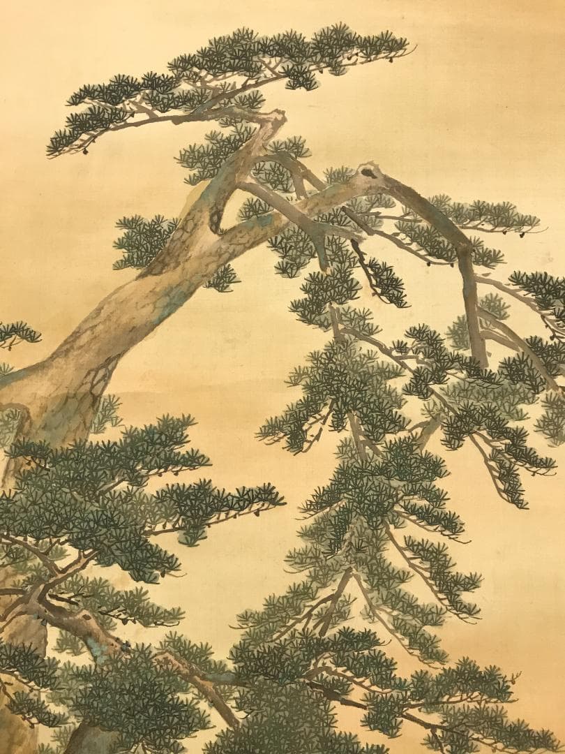 真作/森雄山/松間富士山之図/山水/松/布袋屋掛軸HB-128