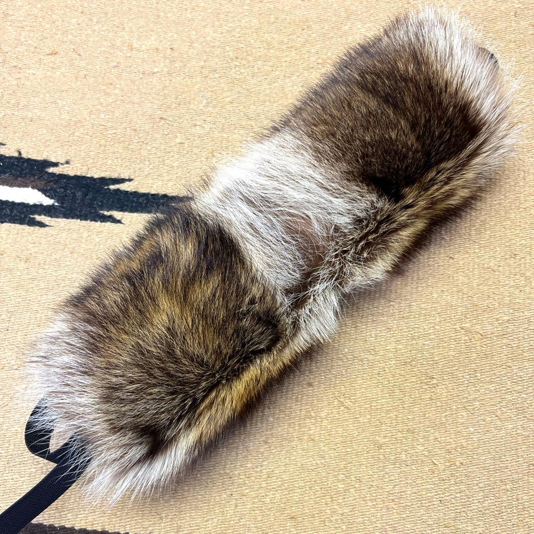【裏地付】　ラクーン　アライグマ　尻あて　腰皮　狸毛皮敷物　　スキー　登山　山菜