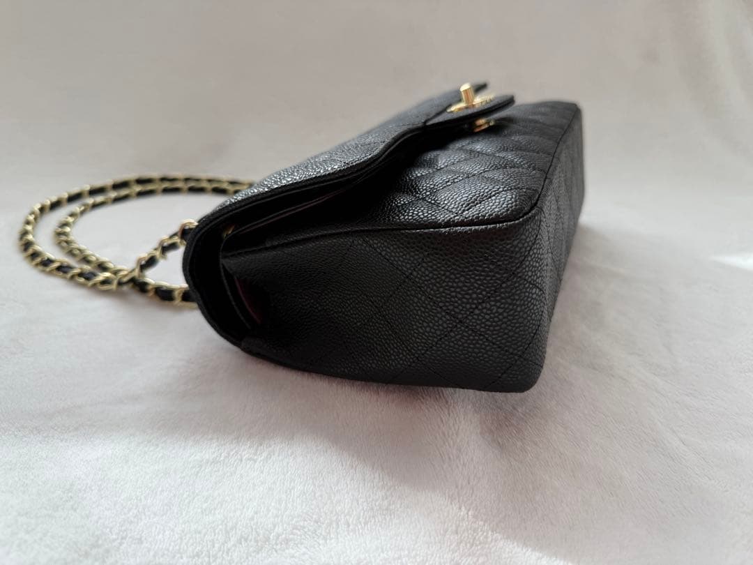 キルティングバッグ　ゴールドチェーン　ショルダーバッグ　キャビアスキン　2way