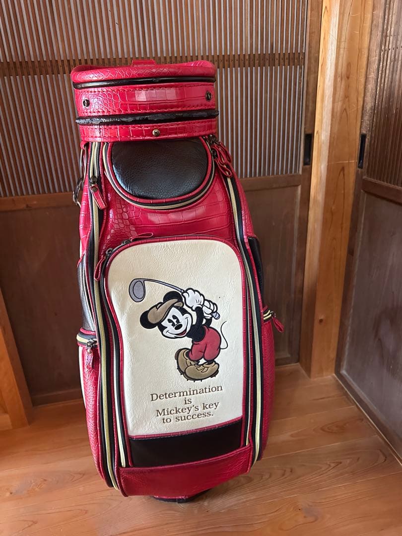 【美品】ディズニー　ミッキー　キャディバッグ　赤
