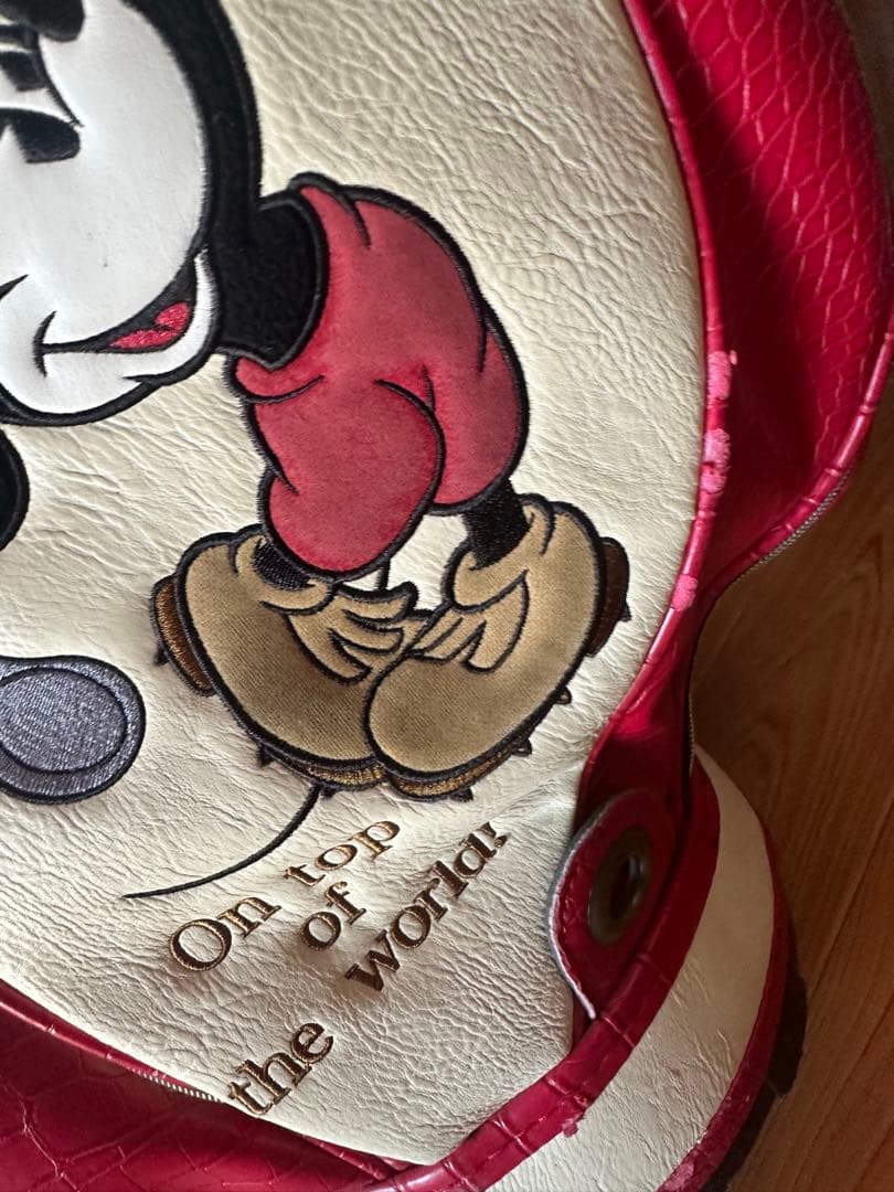 【美品】ディズニー　ミッキー　キャディバッグ　赤