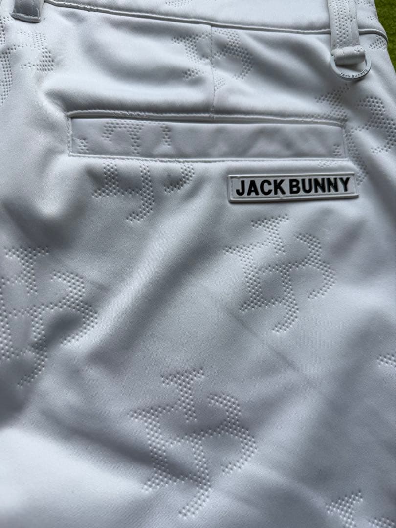 Jack Bunny!! 裏起毛 厚手 ストレッチ パンツ ホワイト JB柄入
