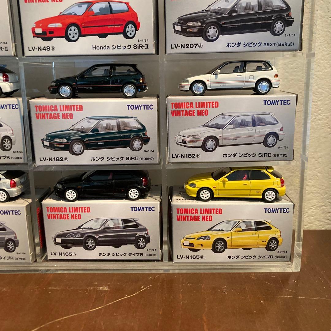 トミカリミテッドヴィンテージネオHondaシビック18台セット　アクリルケース付