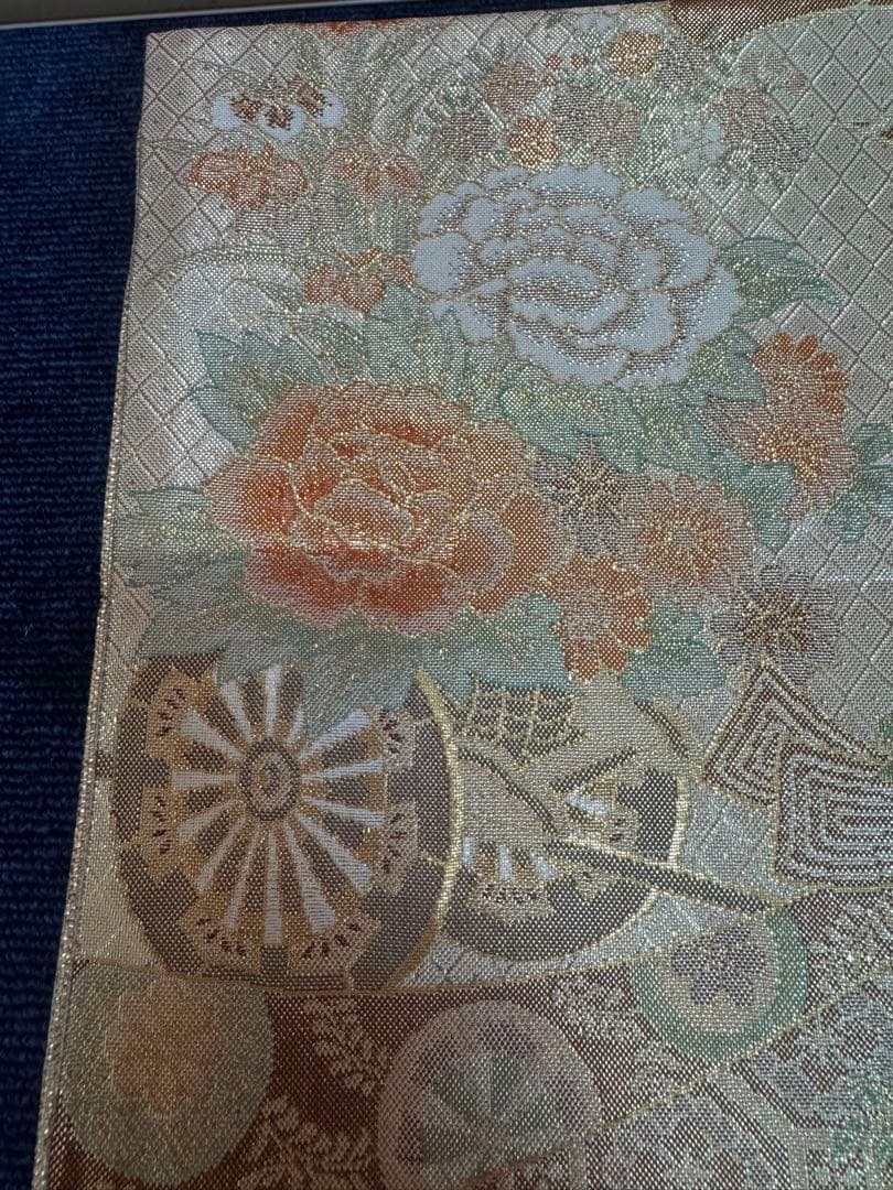 1927 袋帯 古代彫金紋  西陣織   金糸　高級上質上品　約440cm未使用