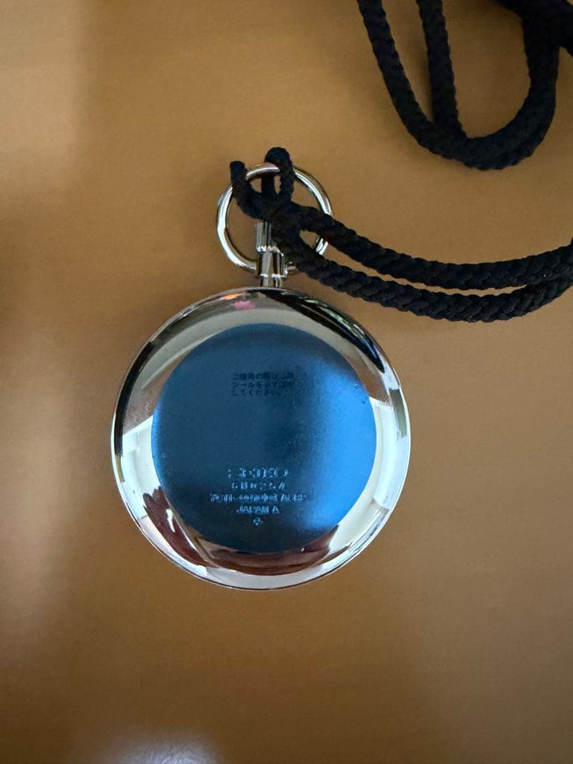 SEIKO 懐中時計 白文字盤 黒ストラップ　鉄道運転時計 実際の使用品