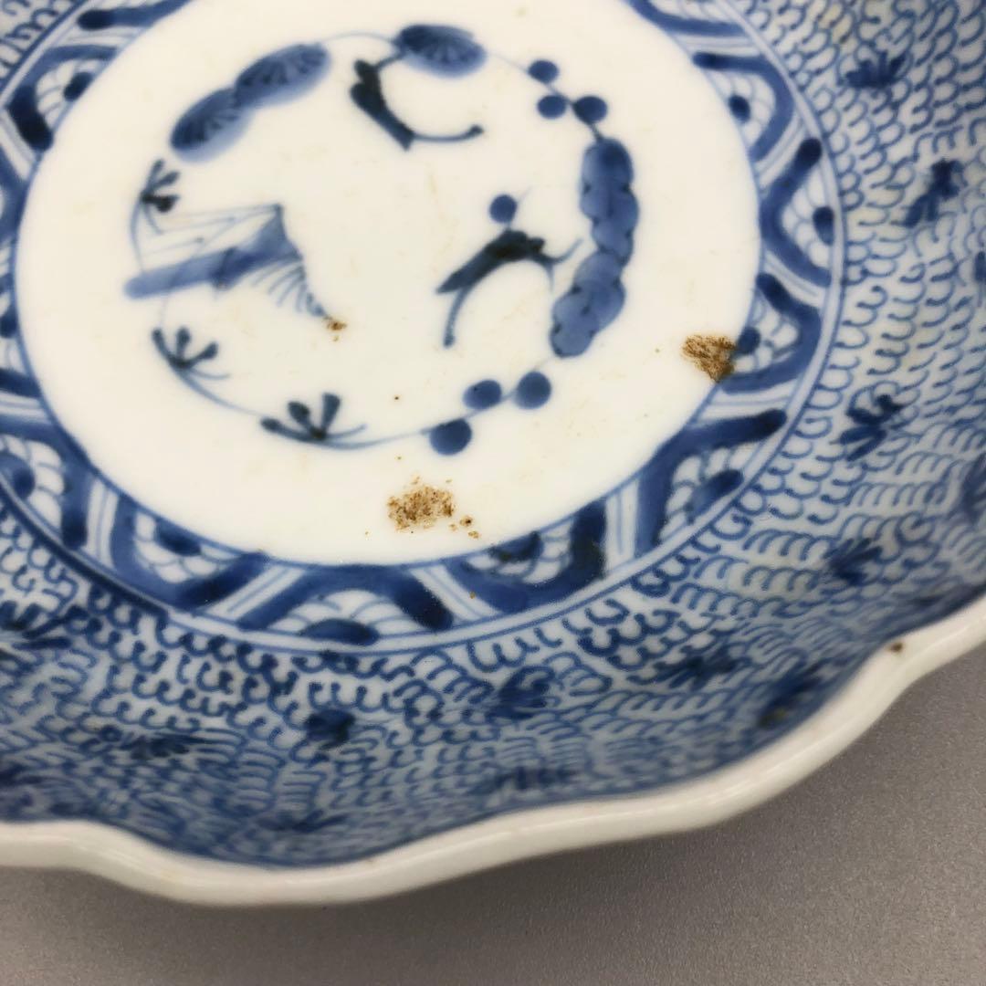 年代物希少古伊万里染付みじん唐草文なます皿 3枚15cm骨董品ビンテージ食器