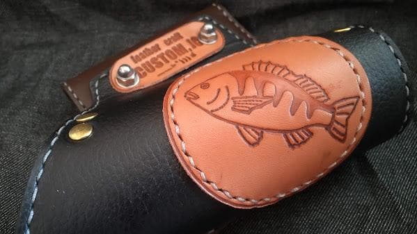 牛本革　タモホルスター　左刺し　ホルダー　ヘチ釣り　落とし込み　チヌ　黒鯛