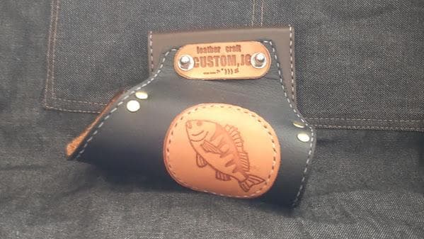 牛本革　タモホルスター　左刺し　ホルダー　ヘチ釣り　落とし込み　チヌ　黒鯛