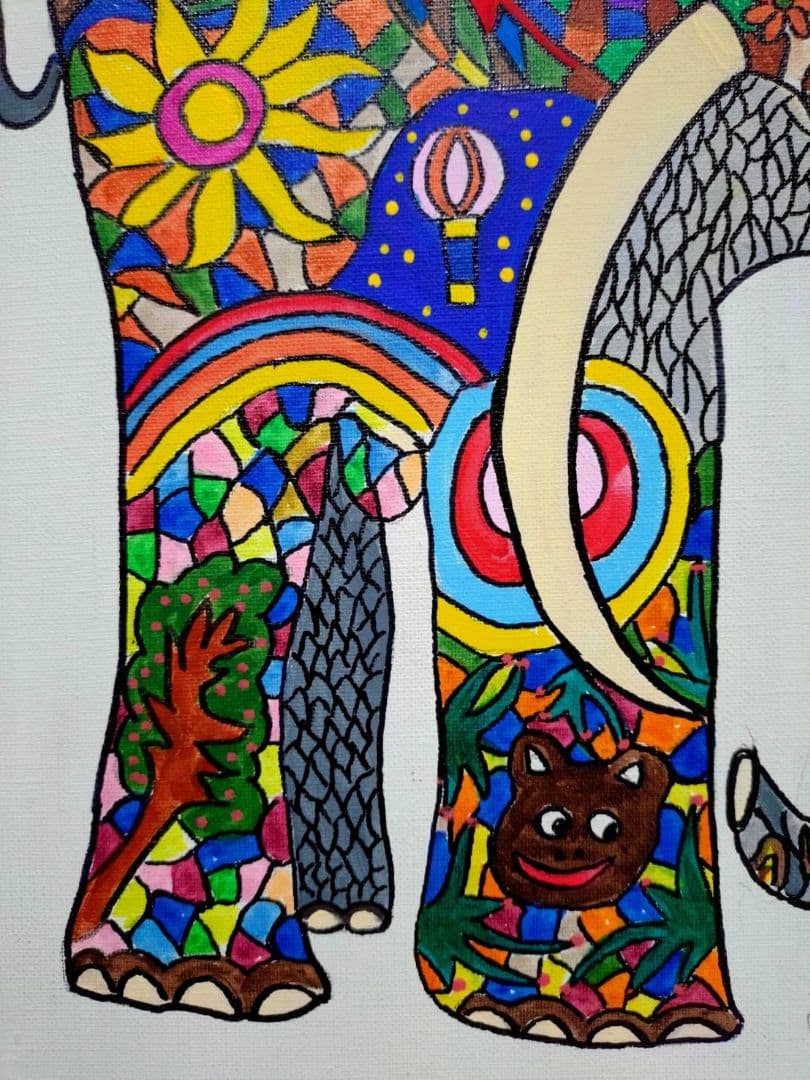 【F6号】ジミー大西【アフリカ】手描き作品/サイン有/油彩/アクリル/絵画/額縁