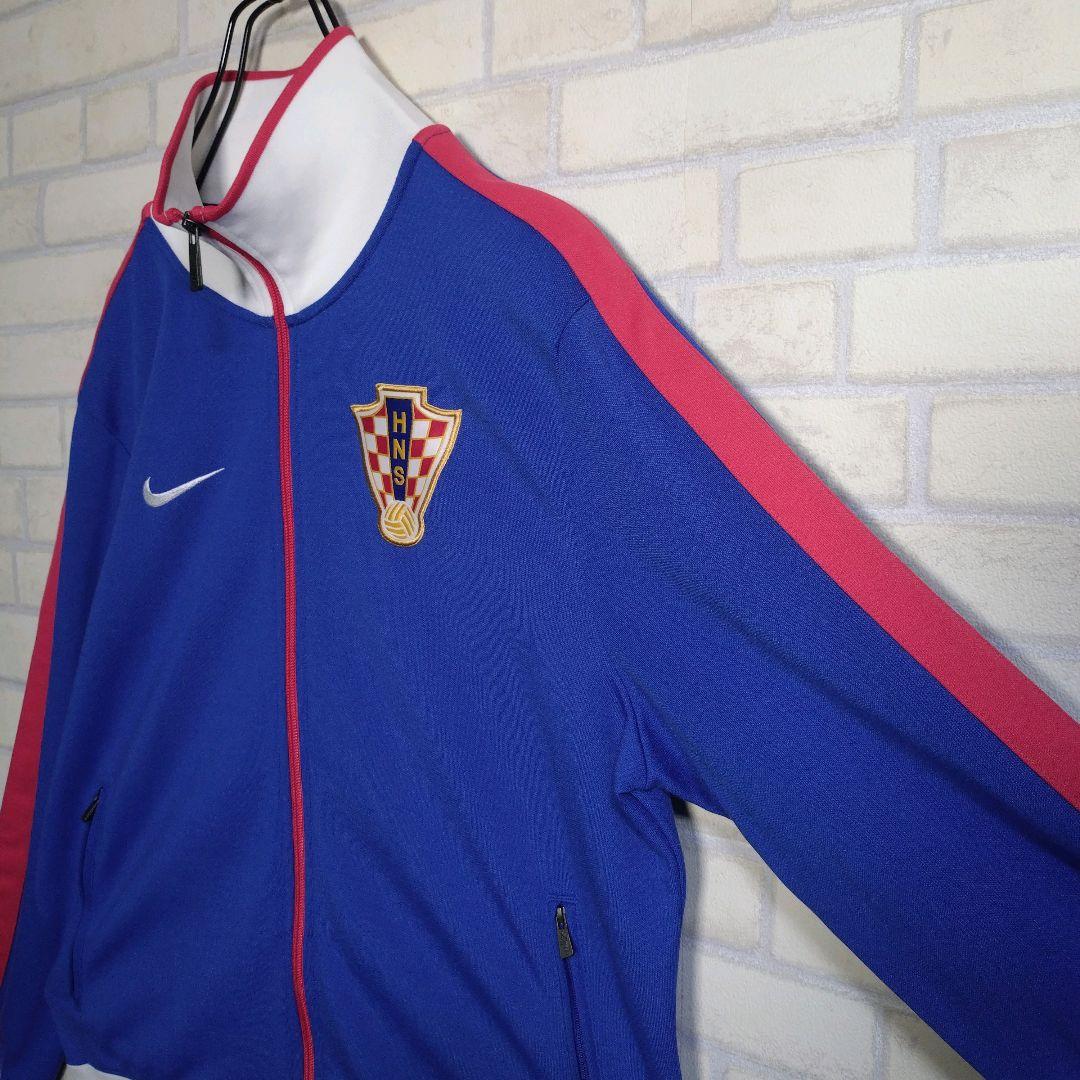 ナイキ★クロアチア代表 刺繍ロゴ エンブレムワッペン アンセムジャケット 青 L
