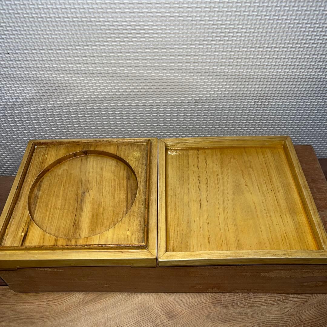 ⭕️雨畑硯　特殊研　竹篭硯　新品美品　極細密彫刻　手間かかる　女性好み作品