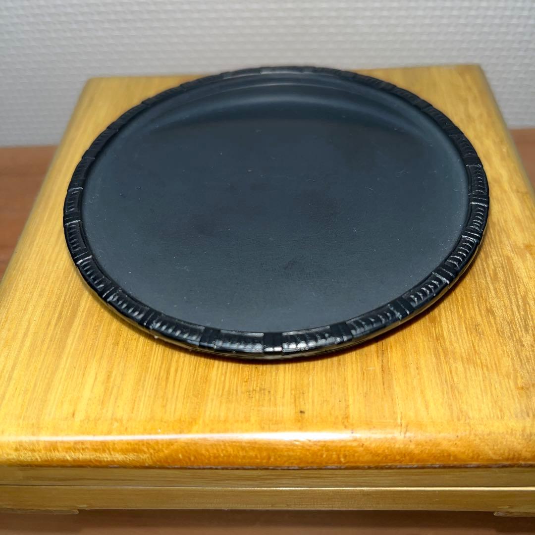 ⭕️雨畑硯　特殊研　竹篭硯　新品美品　極細密彫刻　手間かかる　女性好み作品