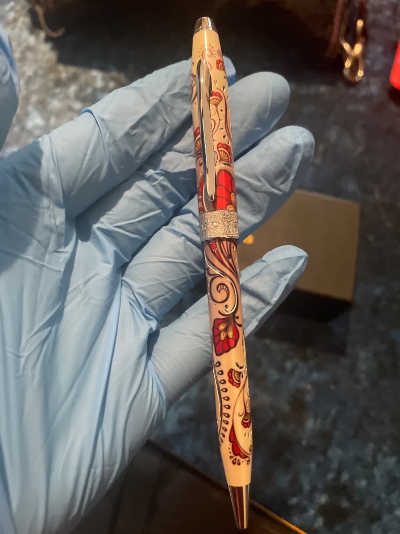 CROSS 花柄ボールペン 専用ボックス、説明書付き！美品！安い新品‼️