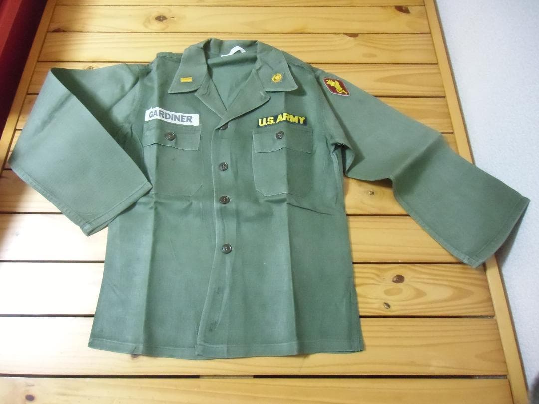 ★１９５０年代＊アメリカ軍＊陸軍＊少尉/将校ＯＧ１０７ユティリティシャツ（実物）