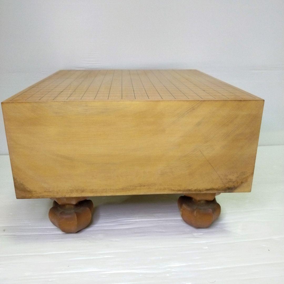 【迫力の6寸】足付き碁盤 新カヤ（推定） 18cm ヘソ付 木製カバー付 囲碁