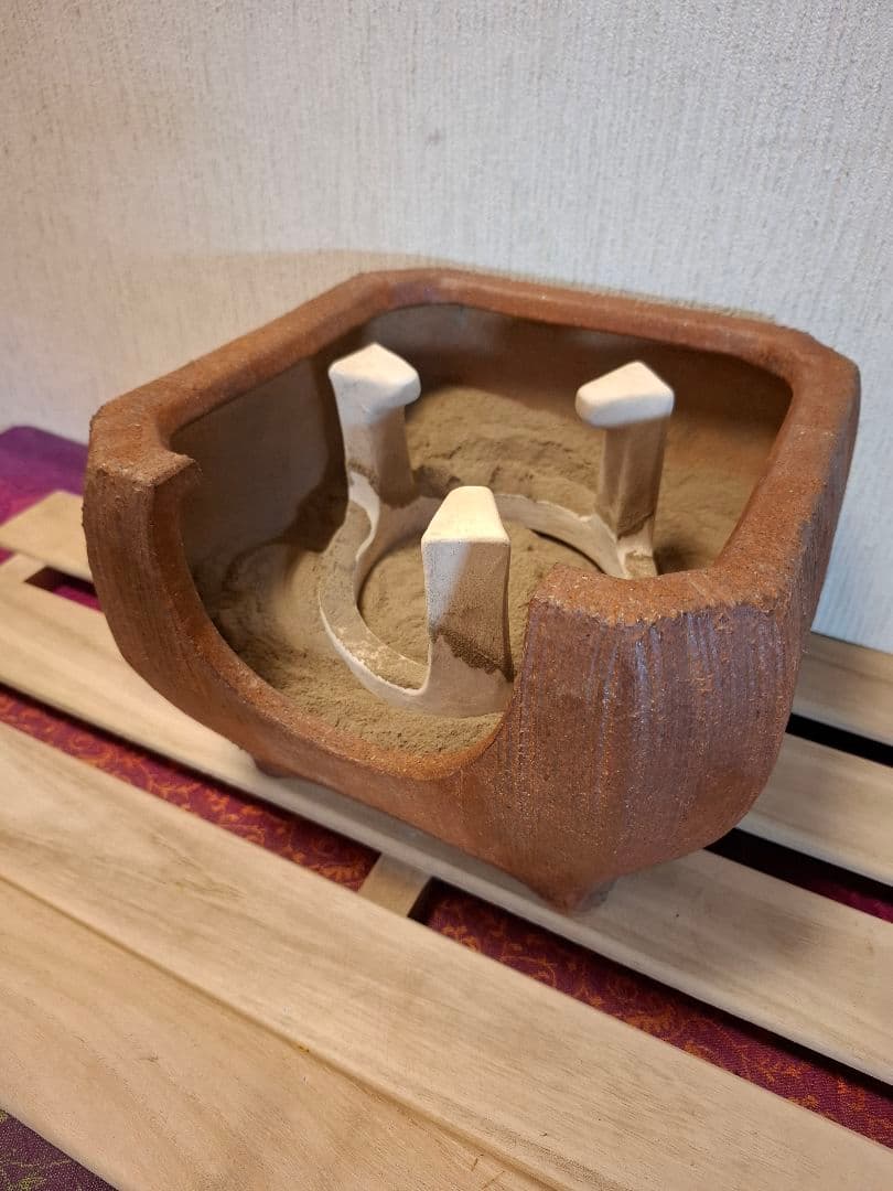 四代 高橋楽斎（造）信楽土風炉 瓶掛 釜鐶 共箱 茶道具 陶磁器 信楽焼 風炉用