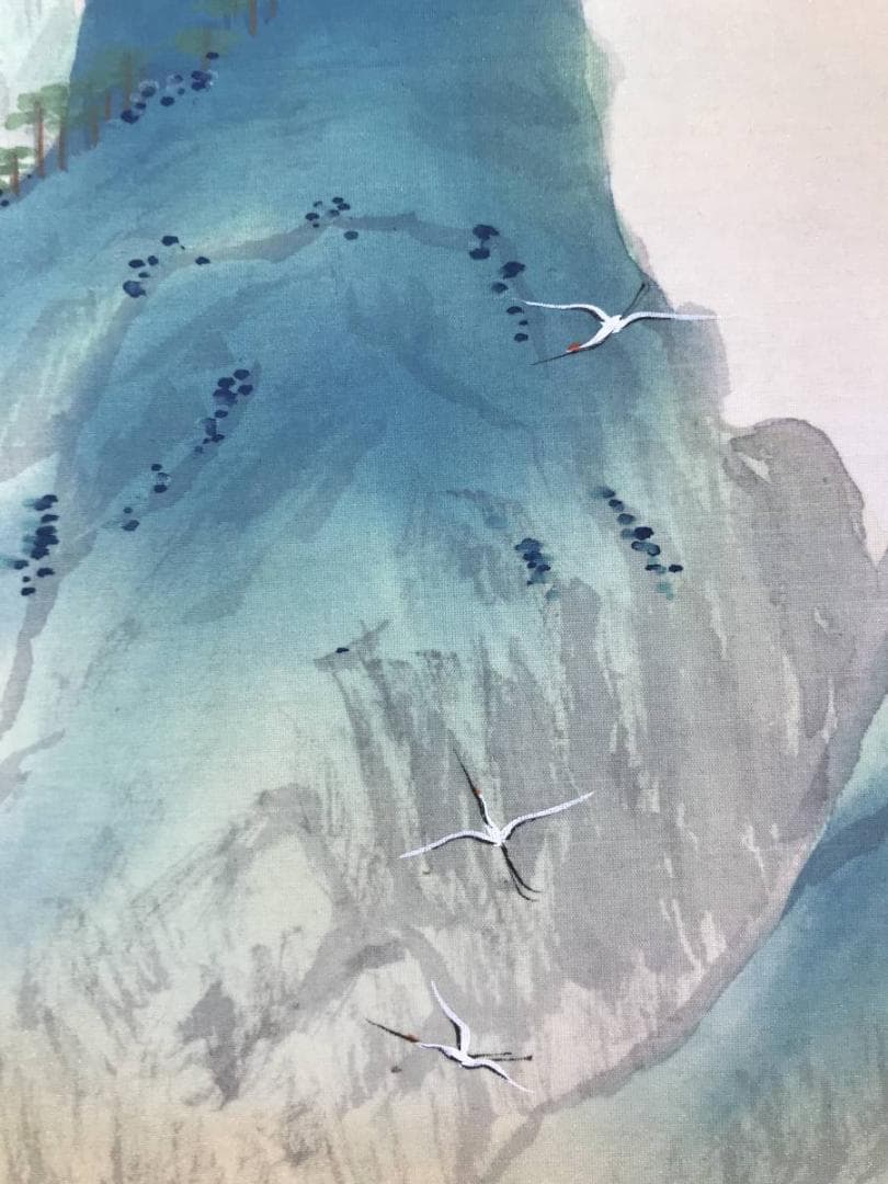 真作/紅雲/蓬莱山図/山水図/祝事山水図/掛軸☆宝船☆AE-281