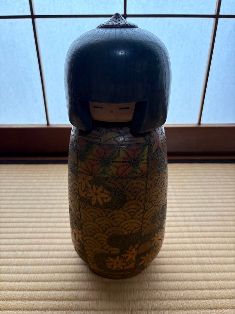 木目込人形 花模様 黒頭部