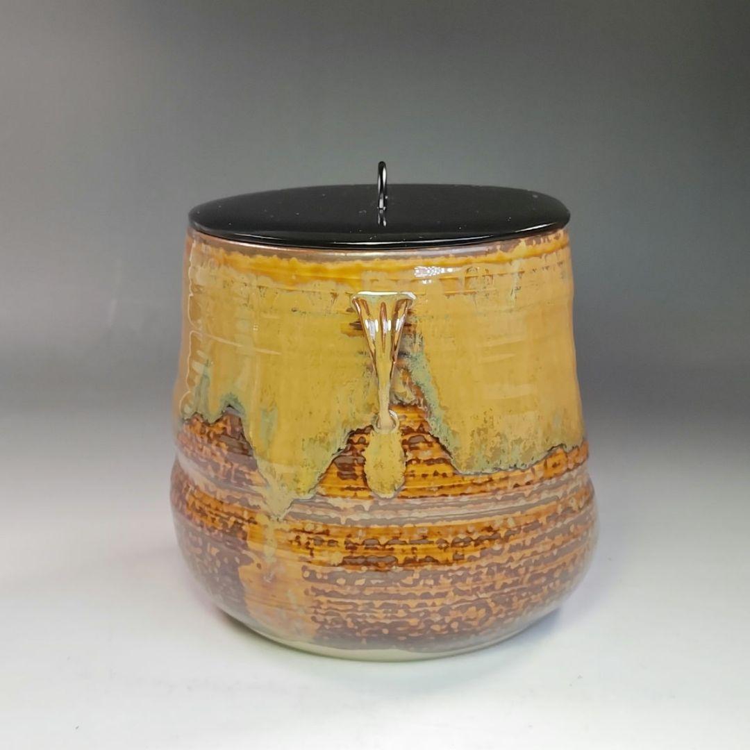 イ771 水指『亀井楽山造　高取耳付水指　共箱』『一閑塗蓋　表朔造』茶道具