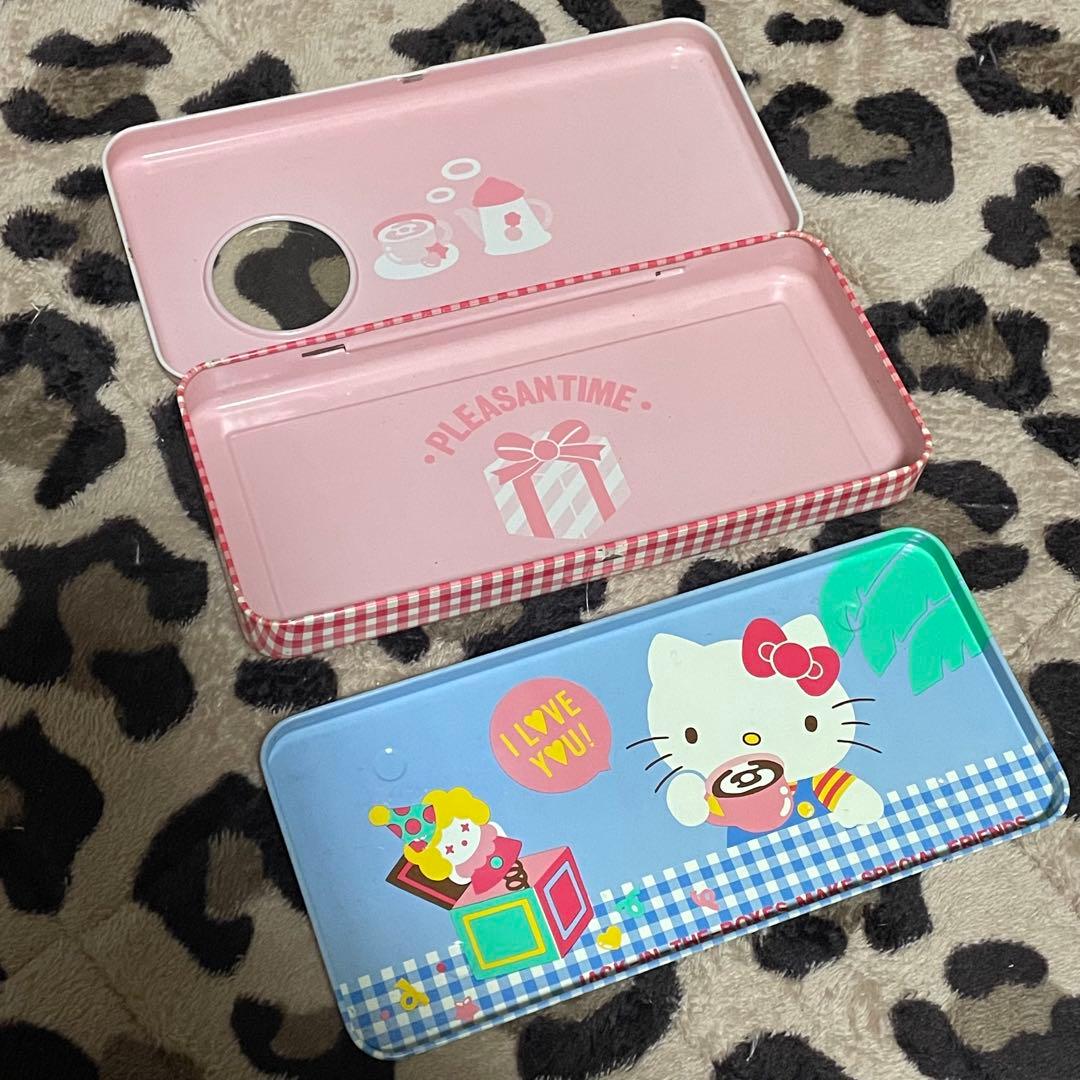 【希少】85年製 ハローキティ 缶ペンケース 筆箱 昭和レトロ 当時物