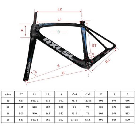 RXLSLロードバイクフレーム+フロントフォーク＋シートポスト