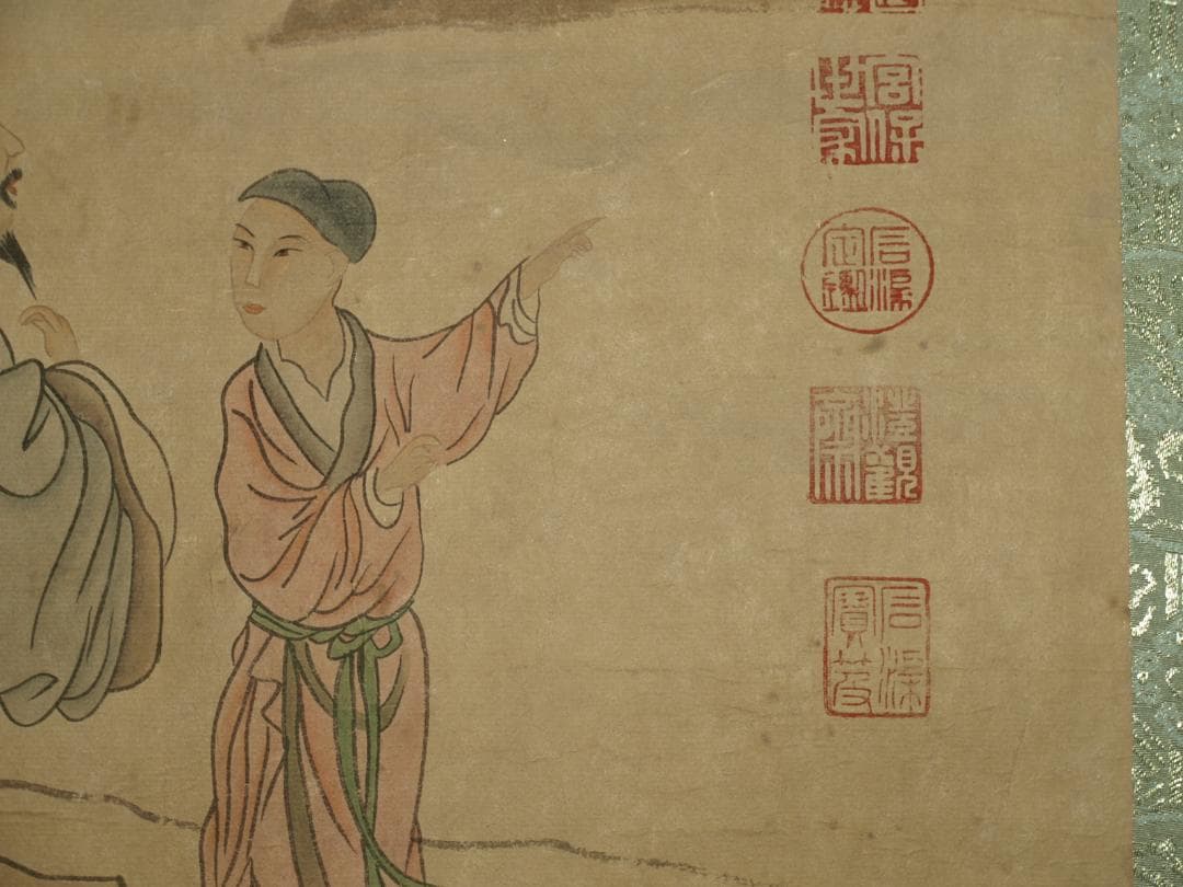 人物図 中国　五代 肉筆保證 唐物唐本　掛け軸　捲り BD323A12-1