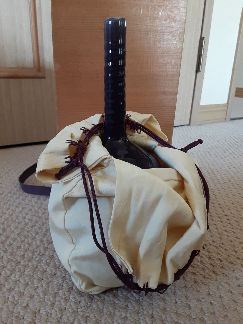 九谷焼人間国宝三代徳田八十吉の一輪挿花入/共箱付き濃紺瑠璃花瓶壺/茶華道