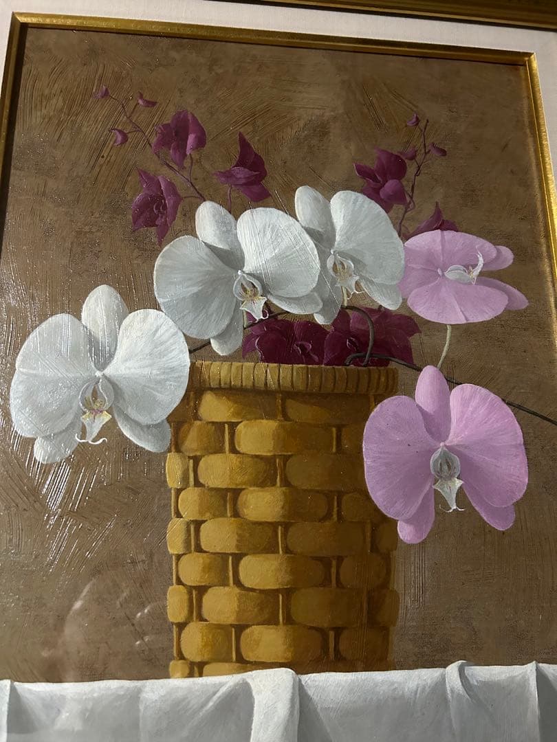 古宇田公仁　作品　油絵　籠の蘭