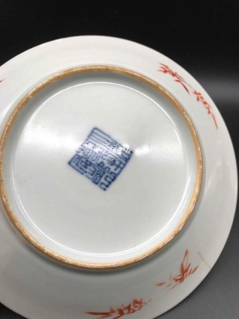 中国古玩　清乾隆時代　大清乾隆年製　在銘　粉彩人物物語紋盤　皿　唐物(A-２)