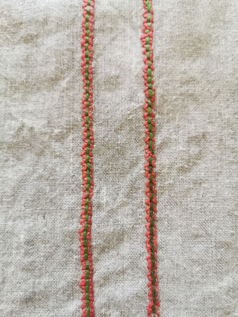 アンティーク フレンチファブリック＆リネン色糸刺繍 衣装ケース クッションカバー