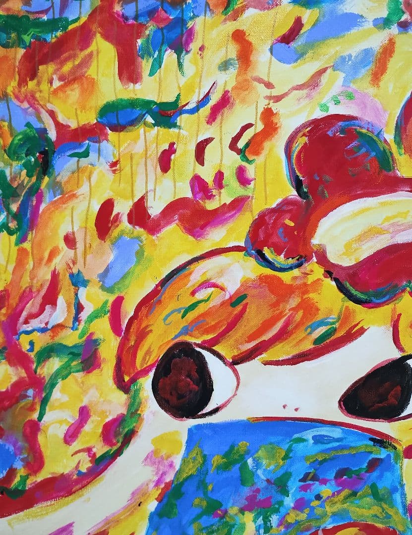 ［F8号］ロッカクアヤコ　肉筆保証/手描き/表裏サイン有/絵画/油彩/アクリル