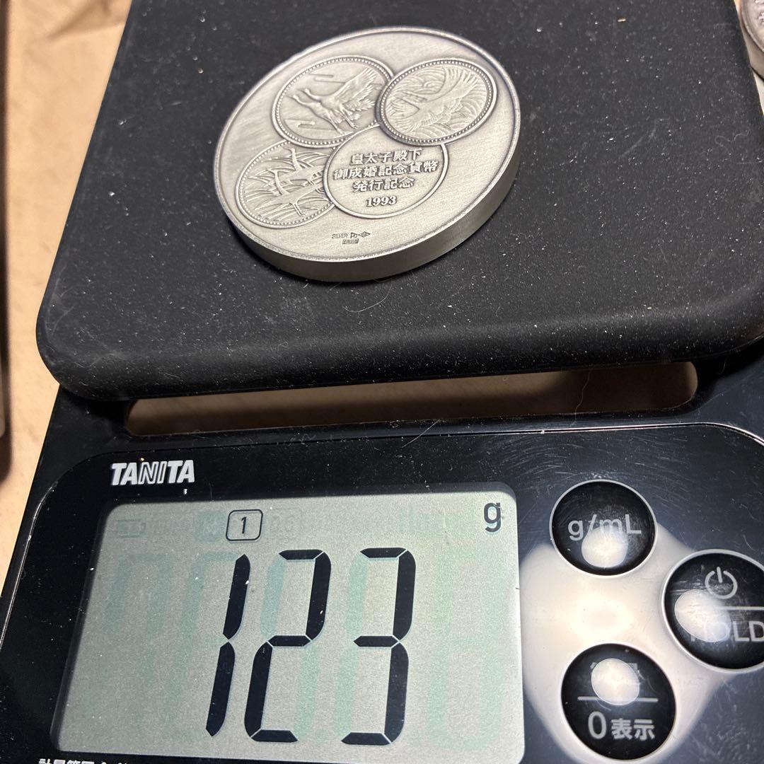 1993年 銀製メダル 鶴と鴨のデザイン　SV1000 123g 造幣局刻印入