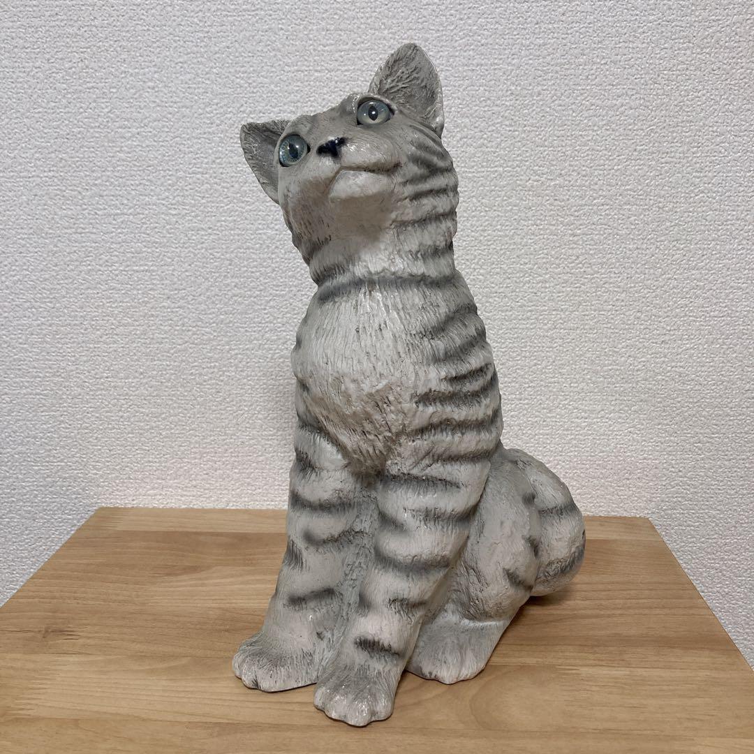 イタリア　リアル猫 ネコ　ねこ　キャット　サバトラ　置物 オーナメント オブジェ