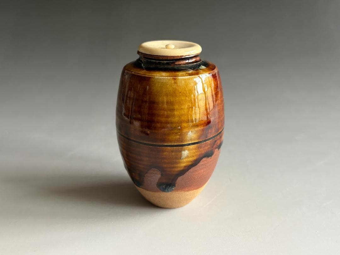 秀久作　瀬戸釉茶入　久田宗也　尋牛斎書付　銘「瑞雲」　茶道具　表千家