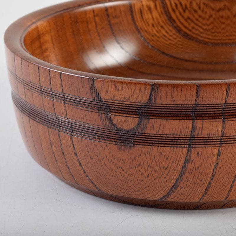 茶道具　山中漆器　挽物師　平田秋平作　欅変り筋　菓子鉢　共布共箱　V　9020