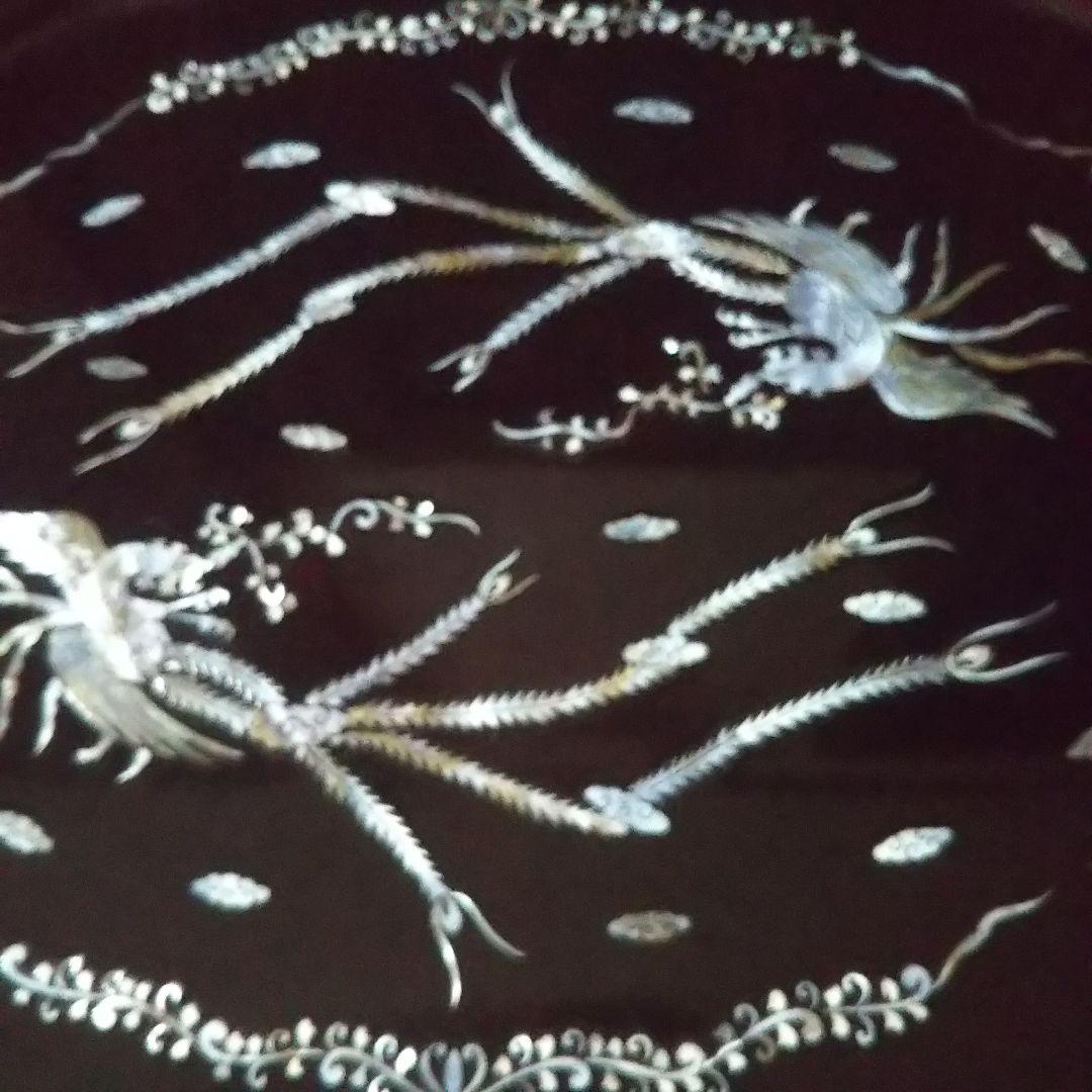 螺鈿細工家具☆折り畳み☆楕円形ローテーブル☆アンティーク