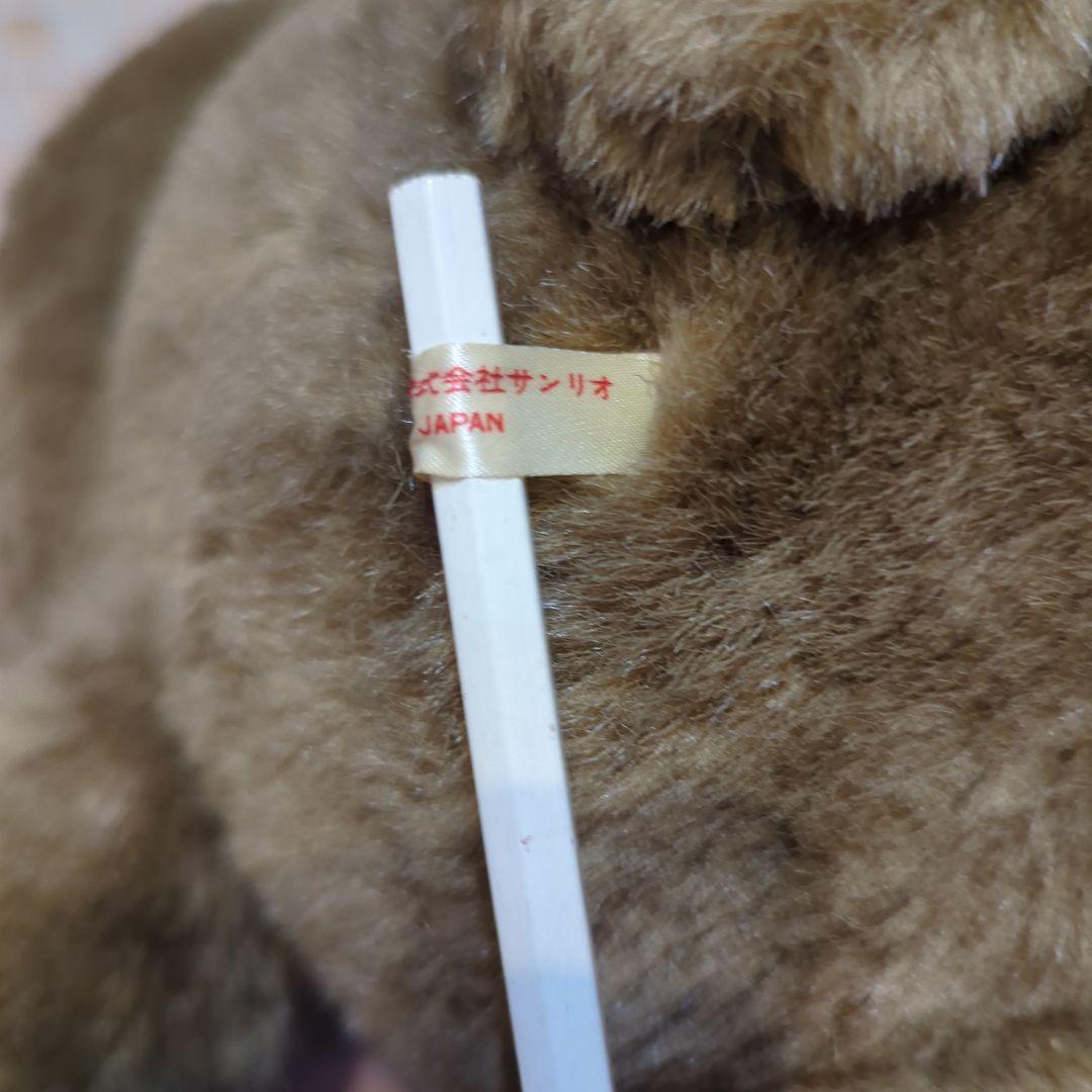 SANRIO・茶色くまのぬいぐるみ 赤いチェックリボン・昭和レトロ・旧ロゴ